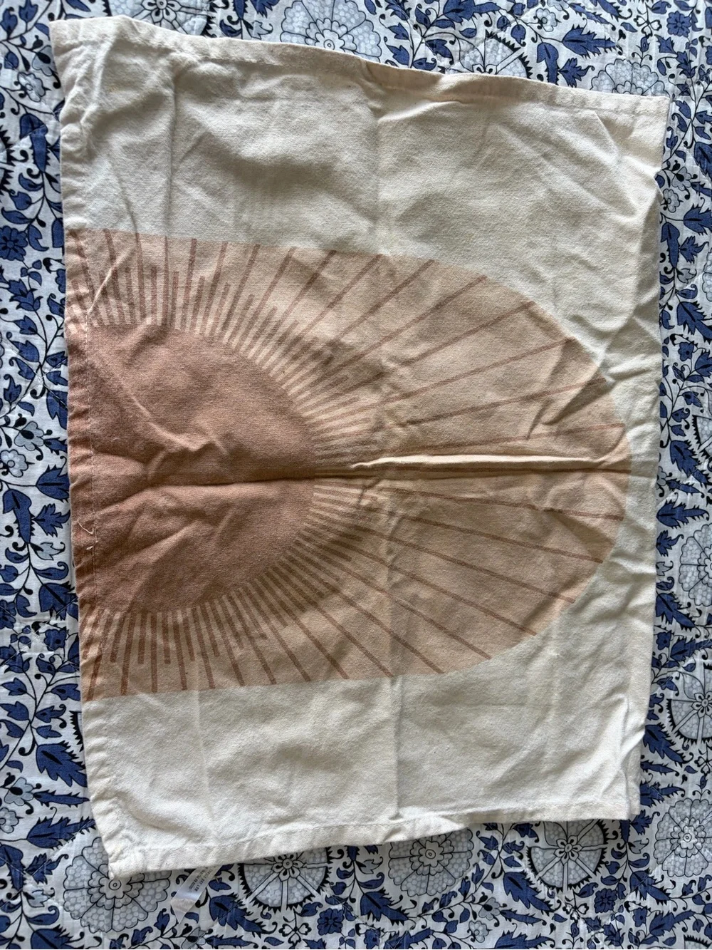 Anthropologie Neutral Beige Sunburst Decorative kitchen towel quiet luxury bund